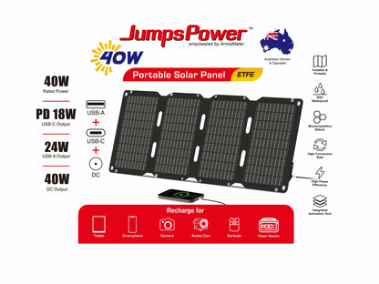 JumpsPower 40w Solar panel charger - APE 22-23% Conversion Rate solar panels Australia