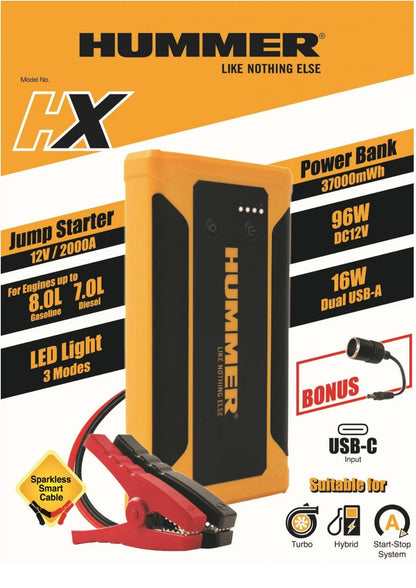 NEW Hummer HX – 2000A Jump Starter USB-C Power Bank 37000mWh